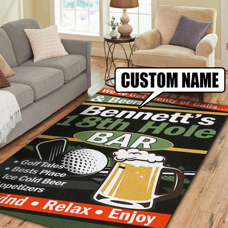 Personalized 18th Hole Bar Unwind Relax Enjoy Golf Rug 07054