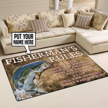 Personalized Fisher Man's Rules Rug 05368