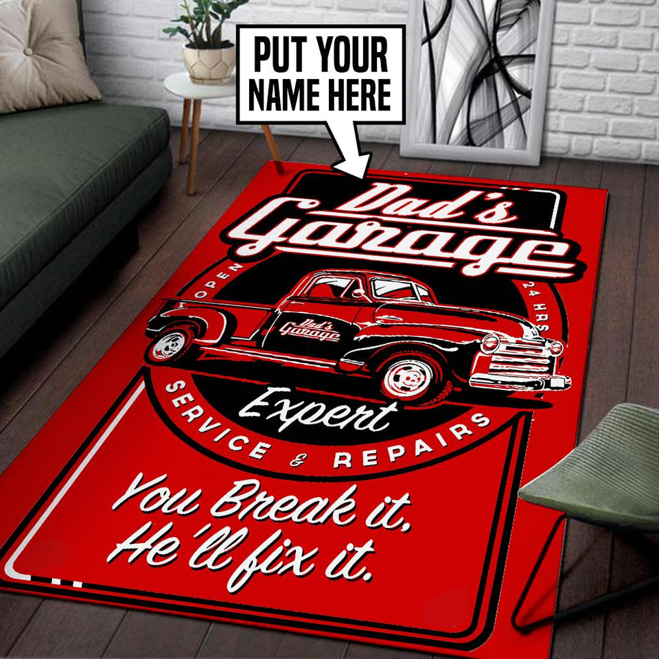 Personalized Dad's Garage Rug 05944