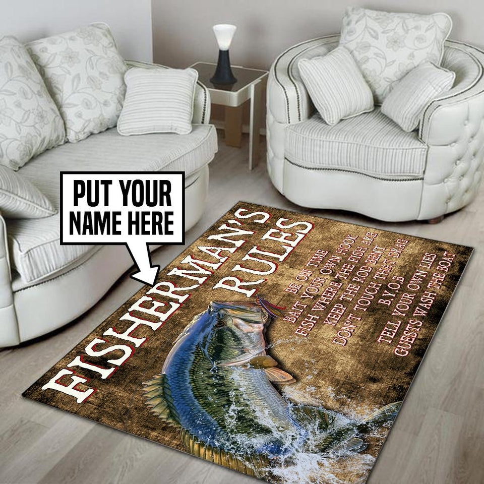 Personalized Fisher Man's Rules Rug 05368