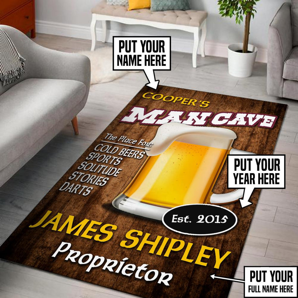 Personalized Beer Man Cave Rug 05923