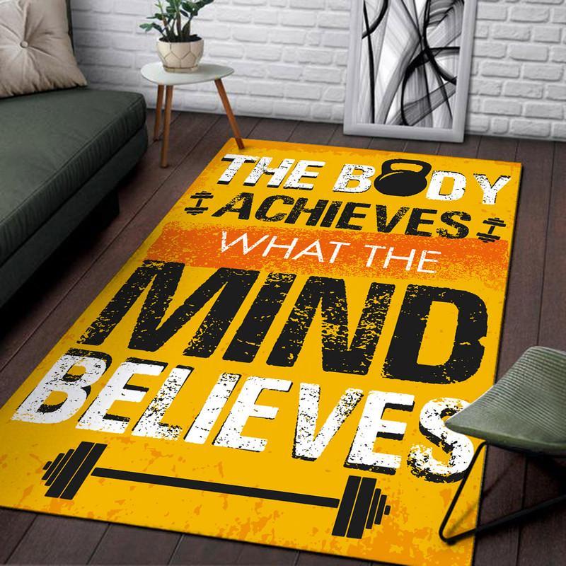 Gym Fitness The Boy Achieves What The Mind Believes Rug 06684