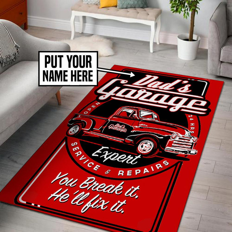 Personalized Dad's Garage Rug 05944
