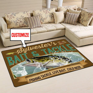 Personalize Bait And Tackle Fishing Tackle, Live Bait, Cold Beer Rug 05413