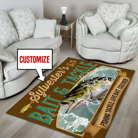 Personalize Bait And Tackle Fishing Tackle, Live Bait, Cold Beer Rug 05413