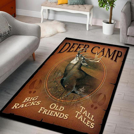 Deer Camp Big Racks Old Friends Tall Tales Rug 05914