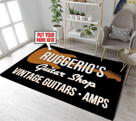 Personalized Guitar Shop Rug 05801