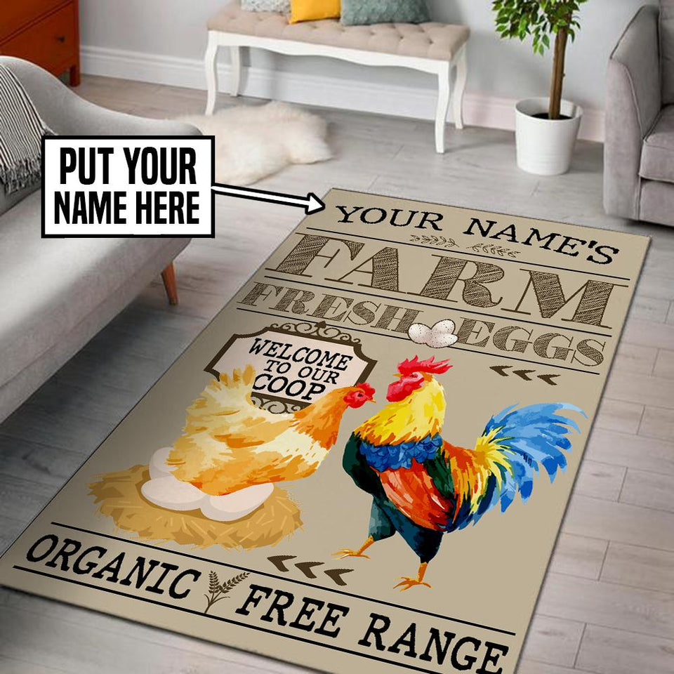 Personalized Welcome To Our Coop Farm Fresh Eggs Rug 06440
