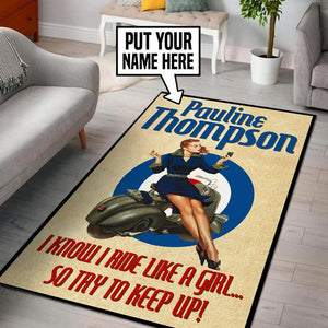 Personalized Lambretta Scooter Girl Mods Rug 05532