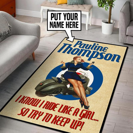 Personalized Lambretta Scooter Girl Mods Rug 05532
