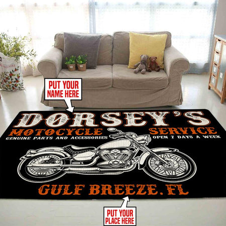 Personalized Motorcycle Service Rug 05771