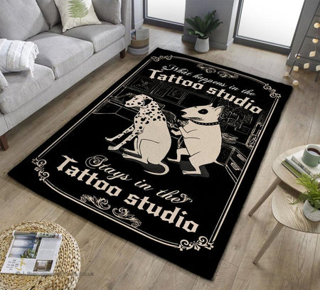 Bull Terrier Tattoo Artist Studio Rug Outdoor Indoor Rugs Living Room 07389