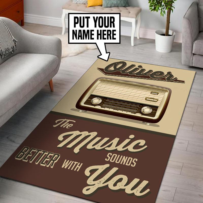 Personalized The Music Sounds Better With You Rug 05584
