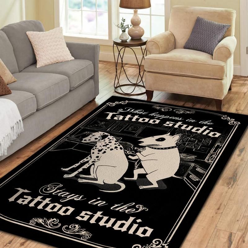 Bull Terrier Tattoo Artist Studio Rug Outdoor Indoor Rugs Living Room 07389