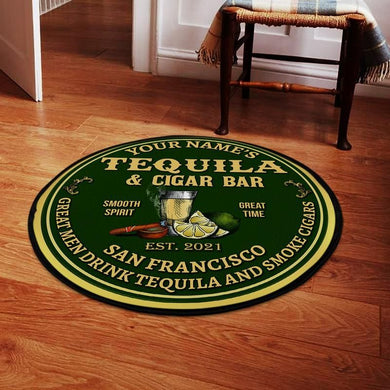 Personalized Tequila Cigar Bar Living Room Round Mat Circle Rug 07002