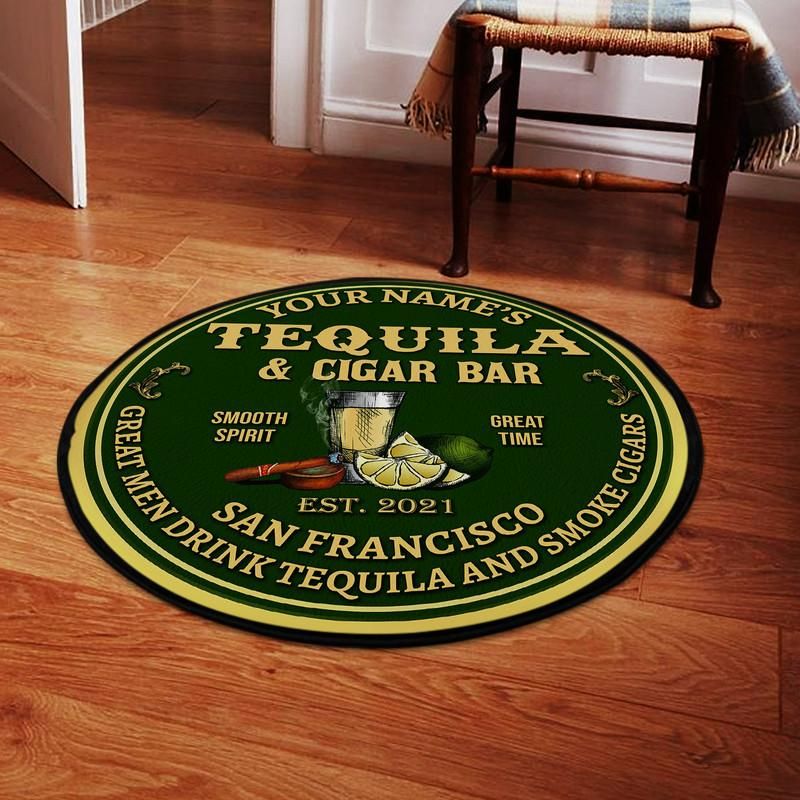 Personalized Tequila Cigar Bar Living Room Round Mat Circle Rug 07002
