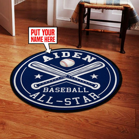 Personalized Baseball Living Room Round Mat Circle Rug 05488