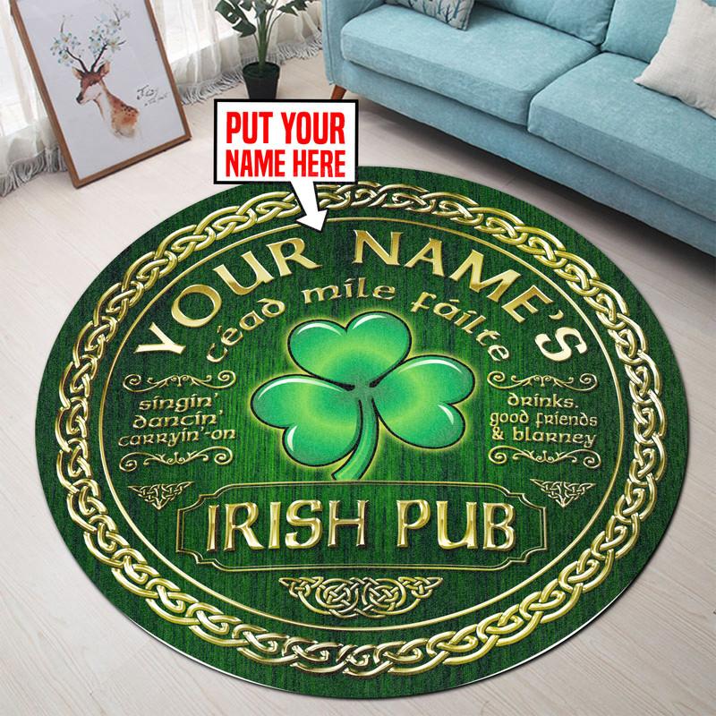 Personalized Happy Patrick���s Day | Irish Pub Living Room Round Mat Circle Rug 06728