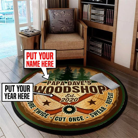 Personalized Workshop Living Room Round Mat Circle Rug 06265