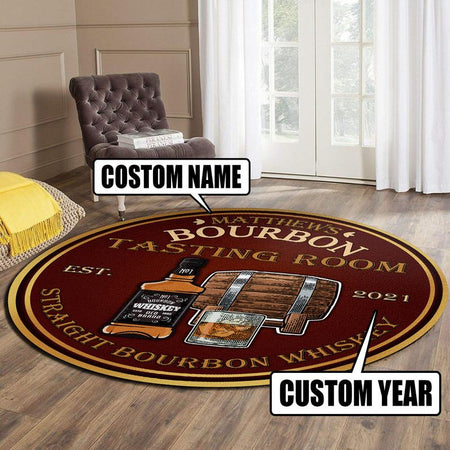 Personalized Bourbon Tasting Room Living Room Round Mat Circle Rug 07047