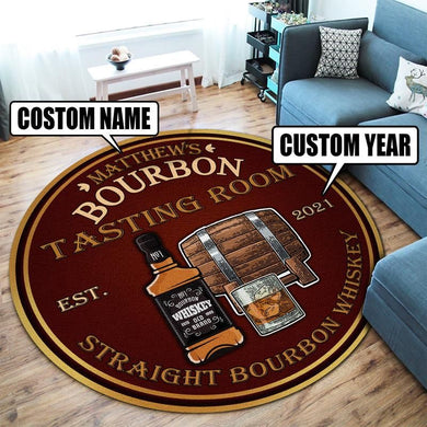 Personalized Bourbon Tasting Room Living Room Round Mat Circle Rug 07047