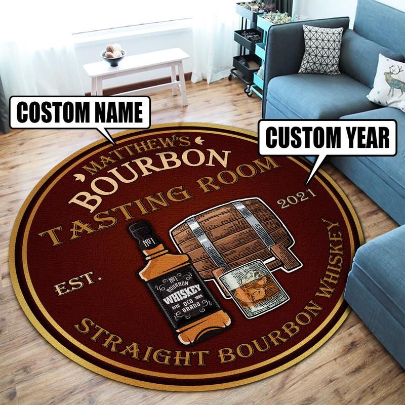 Personalized Bourbon Tasting Room Living Room Round Mat Circle Rug 07047