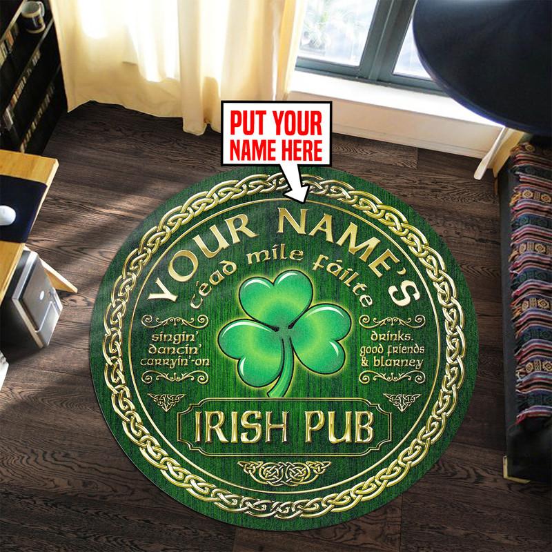 Personalized Happy Patrick���s Day | Irish Pub Living Room Round Mat Circle Rug 06728