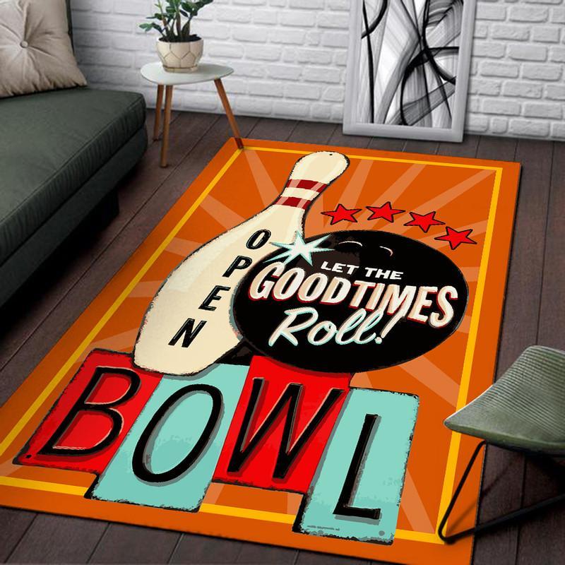 Bowling Let The Goodtimes Rool Living Room Round Mat Circle Rug 06114