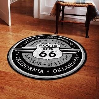 Route 66 Living Room Round Mat Circle Rug 05341
