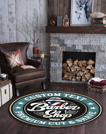 Personalized Barber Shop Living Room Round Mat Circle Rug 06746