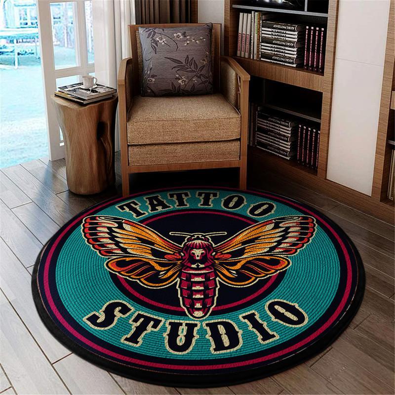 Dead Moth Tattoo Living Room Round Mat Circle Rug 05826