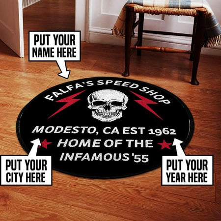 Falfa's Speed Shop American Graffiti [Personalized] Living Room Round Mat Circle Rug 05286