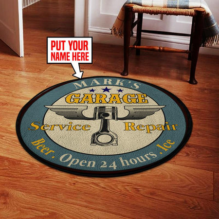 Personalized Car Garage Living Room Round Mat Circle Rug 05436