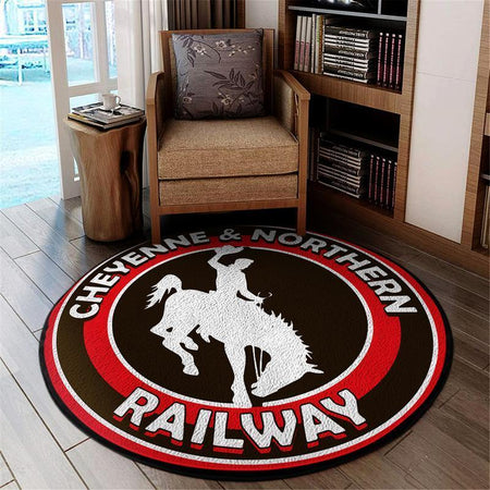 Cnrr Living Room Round Mat Circle Rug Cheyenne & Northern Railway 04675