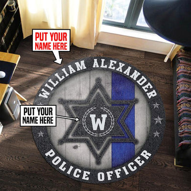 Personalized Police Officer Living Room Round Mat Circle Rug 06854