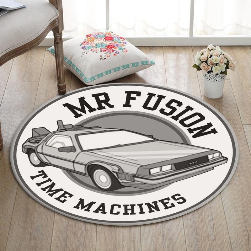 Btf Living Room Round Mat Circle Rug Back To The Future Delorean Bttf Time Machine 03311