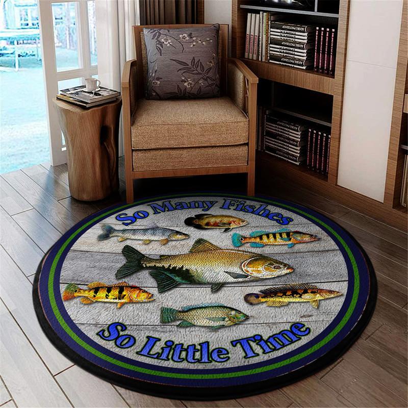 Many Fish Little Time Living Room Round Mat Circle Rug 05757