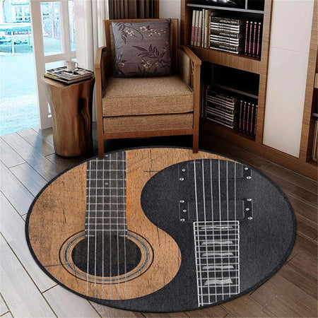 Guitar Music Living Room Round Mat Circle Rug 06613