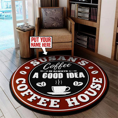 Personalized Coffee House Living Room Round Mat Circle Rug 06044