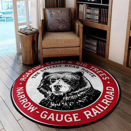 Grizzly Living Room Round Mat Circle Rug Roaring Camp And Big Trees Narrow Gauge Railroad The Grizzly Bear Route 05050