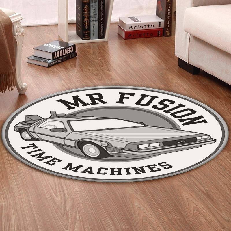 Btf Living Room Round Mat Circle Rug Back To The Future Delorean Bttf Time Machine 03311