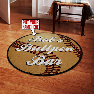 Personalized Baseball Bar Living Room Round Mat Circle Rug 06373