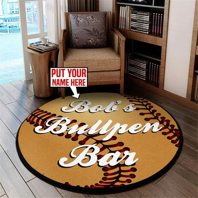 Personalized Baseball Bar Living Room Round Mat Circle Rug 06373