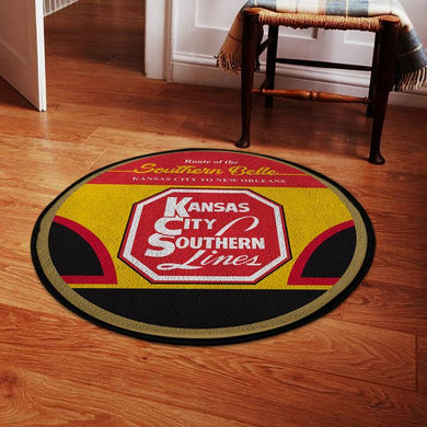 Kansas Living Room Round Mat Circle Rug Kcs Kansas City Southern Railway 05047