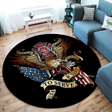 Firefighter Living Room Round Mat Circle Rug 07198