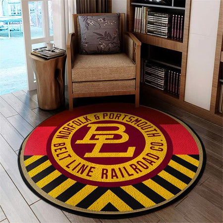 Npbrr Living Room Round Mat Circle Rug Norfolk & Portsmouth Beltline Railroad 04808