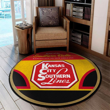 Kansas Living Room Round Mat Circle Rug Kcs Kansas City Southern Railway 05047