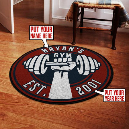 Personalized Gym Living Room Round Mat Circle Rug 06501