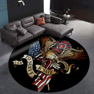 Firefighter Living Room Round Mat Circle Rug 07198