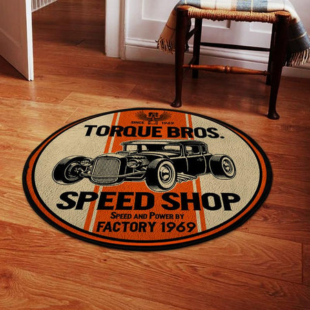 Torque Brothers Speed Shop Living Room Round Mat Circle Rug 05404